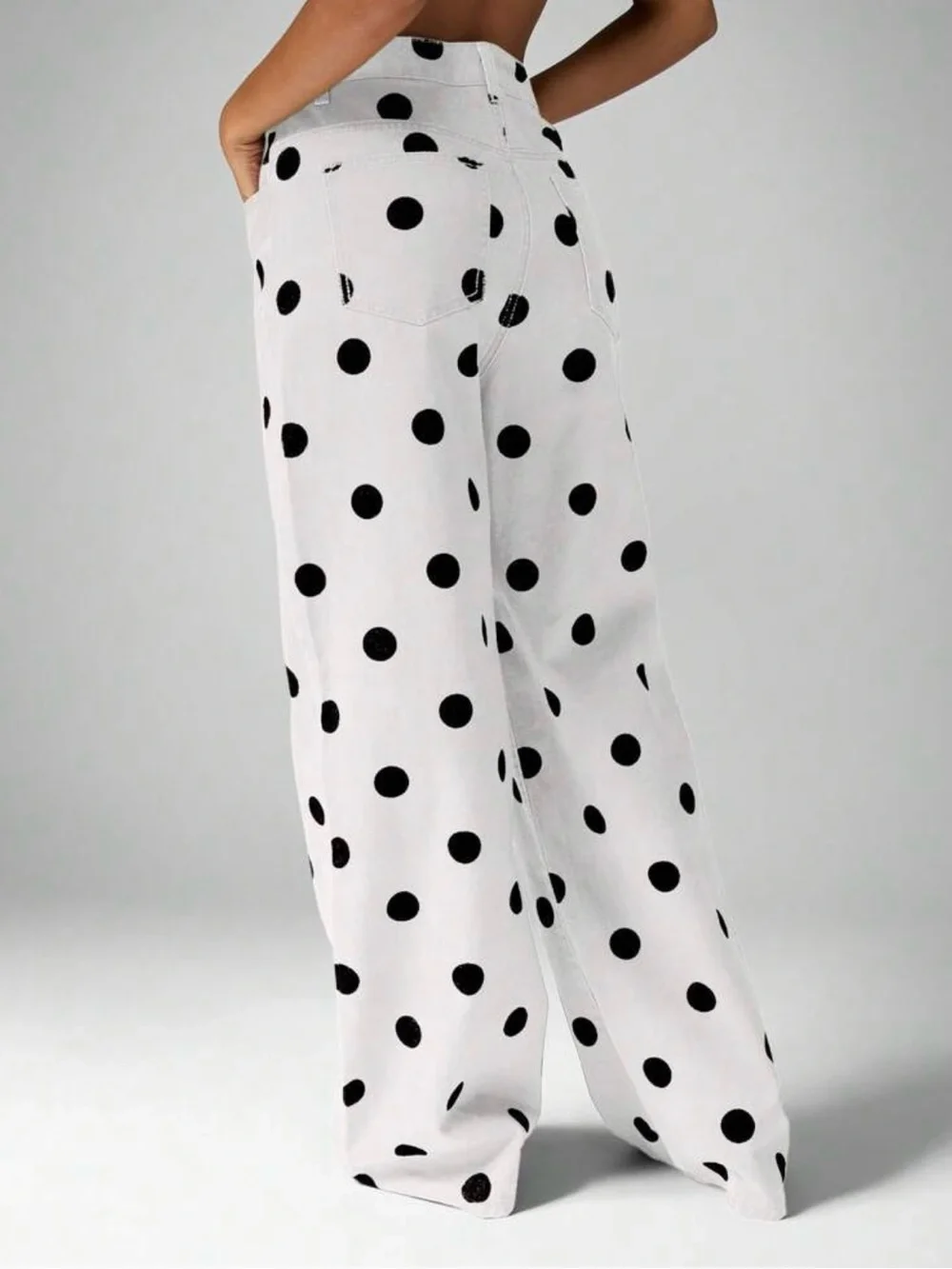 Misguided White Polka Dot Wide-Leg jeans